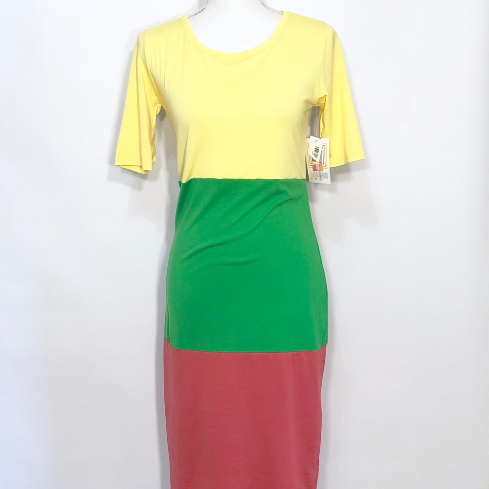 LuLaRoe Julia block tri color knit dress NWT